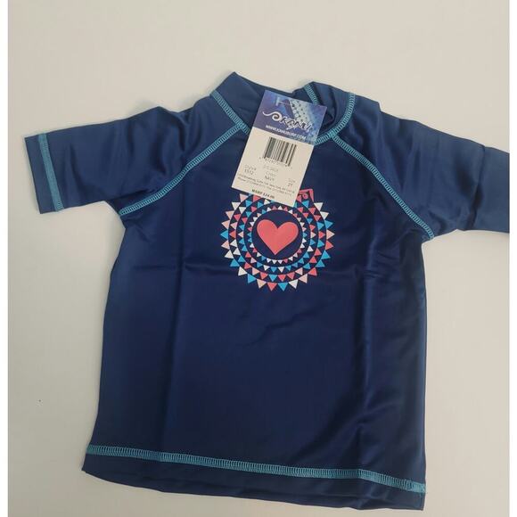 Navy Blue Swim Shirt Short Sleeve Toddler Size 2t - Picture 3 of 5